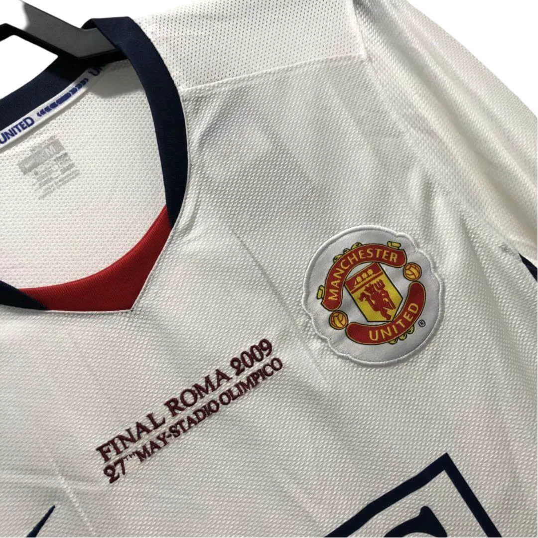 2008/2009 Manchester United AIG - Away White UCL final Retro Kit – Long Sleeves - ClassicKits433