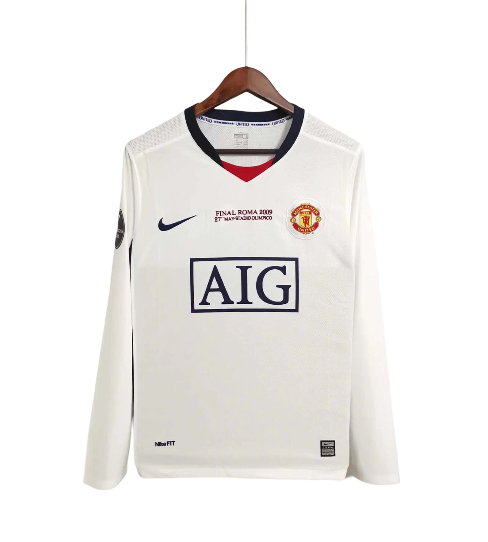 2008/2009 Manchester United AIG - Away White UCL final Retro Kit – Long Sleeves - ClassicKits433