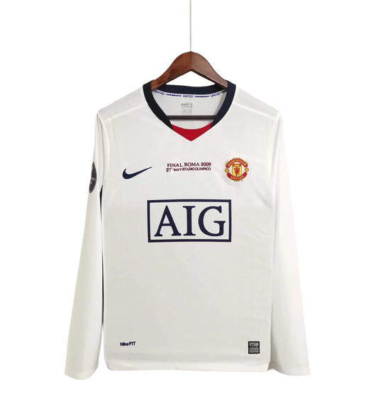 2008/2009 Manchester United AIG - Away White UCL final Retro Kit – Long Sleeves - ClassicKits433